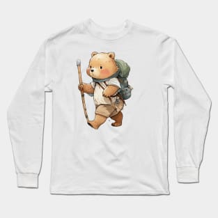 Cute Bear Cartoon Adventurer Adorable Kawaii Animal Long Sleeve T-Shirt